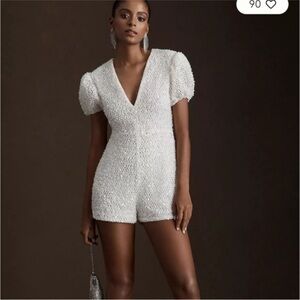 Anthropologie BHLDN by Watters White Sequin Fizz Romper size 0